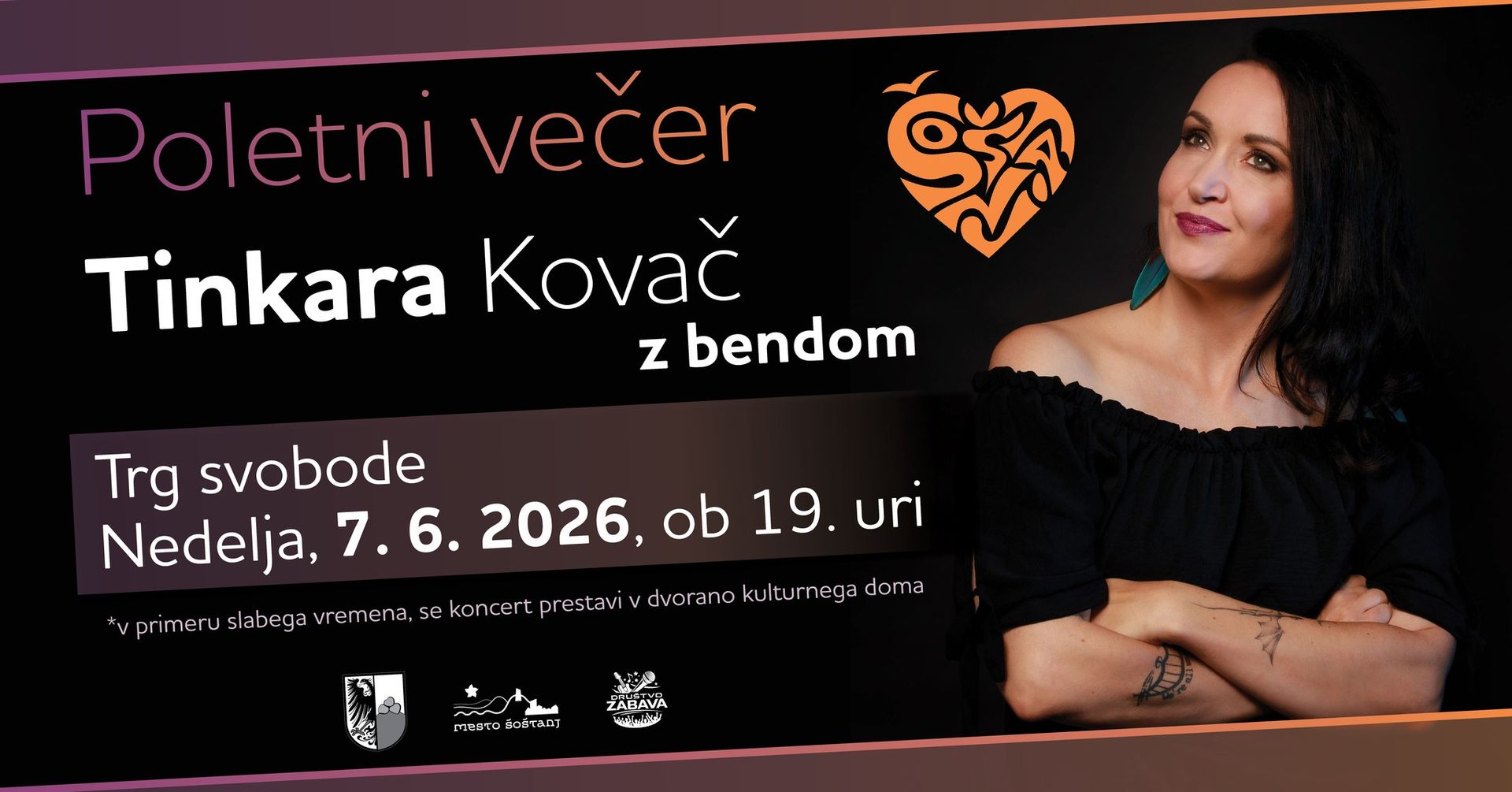 Na Trg svobode v nedeljo prihaja Tinkara Kovač
