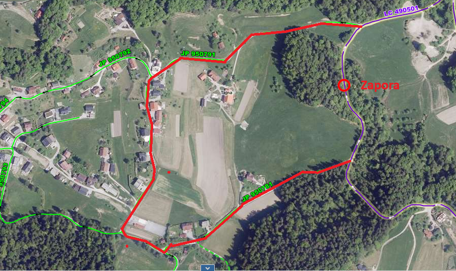 Od jutri popolna zapora ceste LC 490 501 ANDRAŽ–PODKRAJ pri Velenju