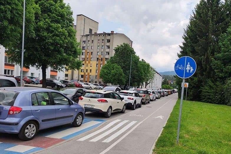 FOTO: Velenje danes ob preizkusni zapori na Rudarski cesti