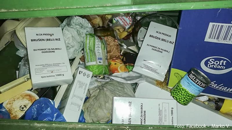V Šoštanju hrano za socialno šibke našli v smeteh