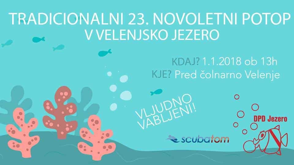 Tradicionalni 23. novoletni potop v Velenjsko jezero