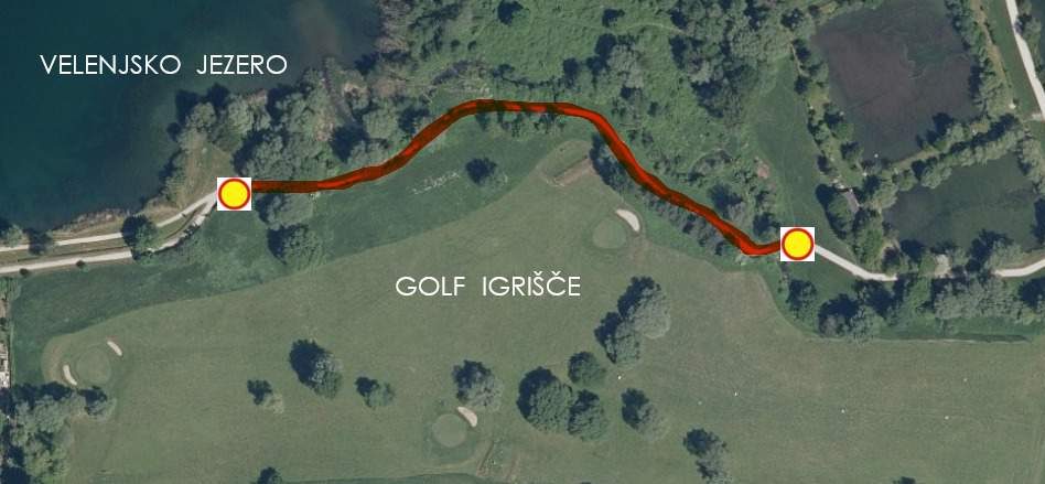 Popolna zapora sprehajalne poti pod igriščem za golf