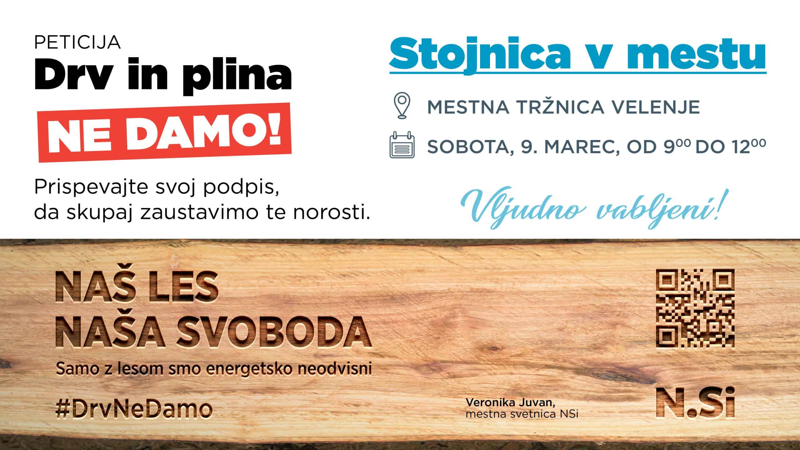 NSi bo na Mestni tržnici zbirala podpise za peticijo - Drv in plina ne damo!