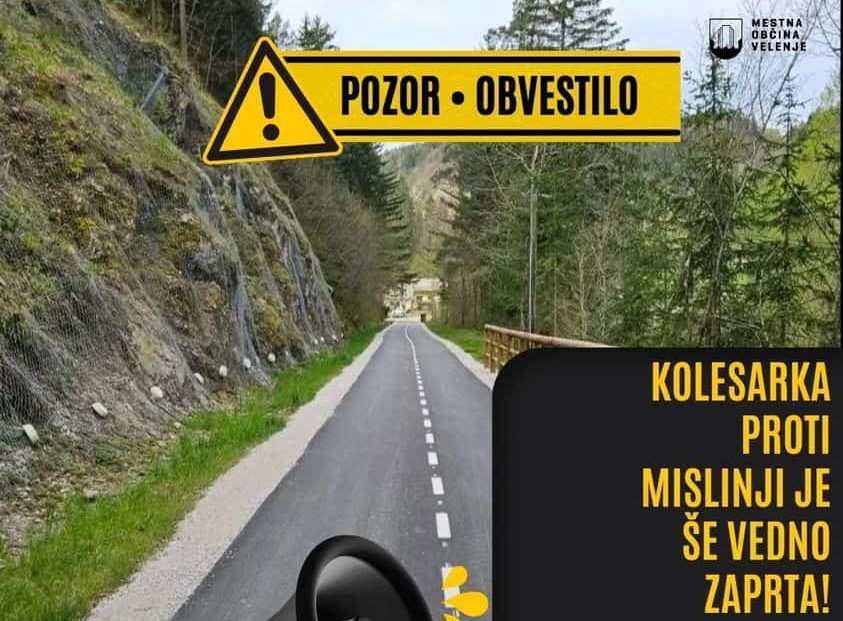 Obvestilo: Kolesarska steza proti Mislinji še vedno ZAPRTA