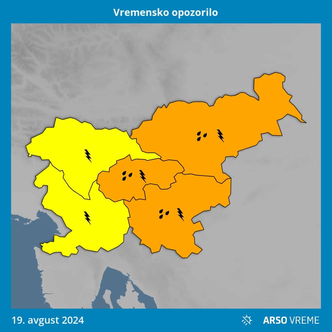 Arso: Možni močnejši krajevni nalivi