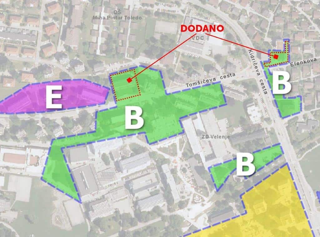 Širitev modre cone B v Mestni občini Velenje: Od 1. januarja 2025 bodo modre cone tudi na delu Efenkove in Tomšičeve ceste