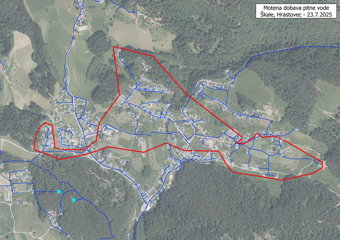 Obvestilo o moteni dobavi pitne vode - Škale, Hrastovec
