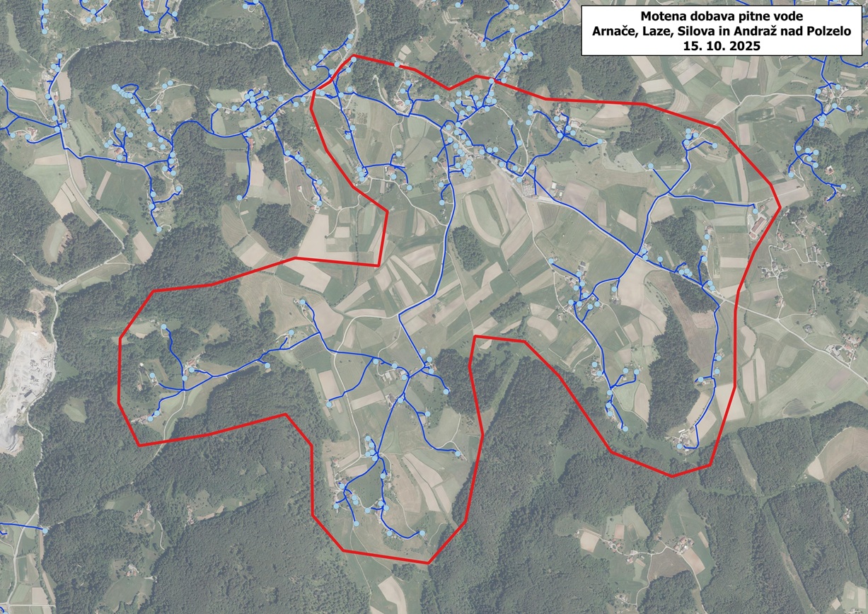 Obvestilo o moteni dobave pitne vode - Arnače, Laze, Silova