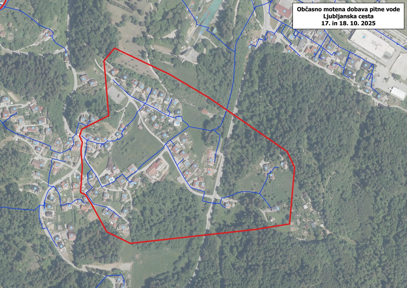Obvestilo o občasno moteni dobavi pitne vode - Ljubljanska cesta