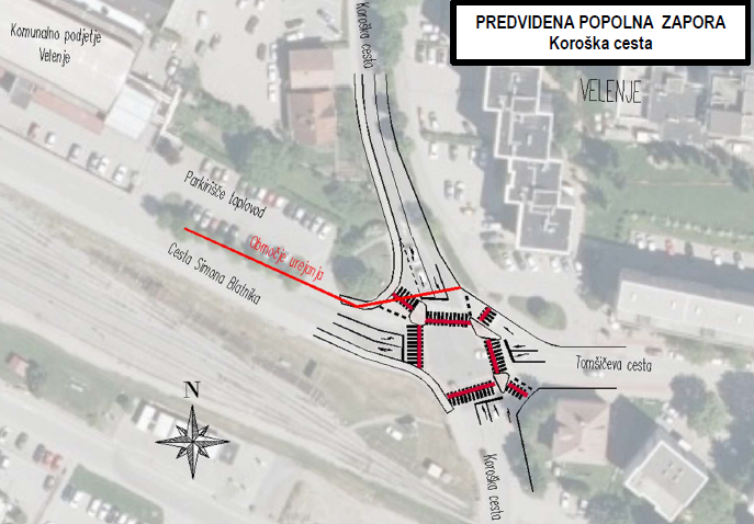 Danes: Popolna zapora ceste na križišču Tomšičeve in Koroške ceste