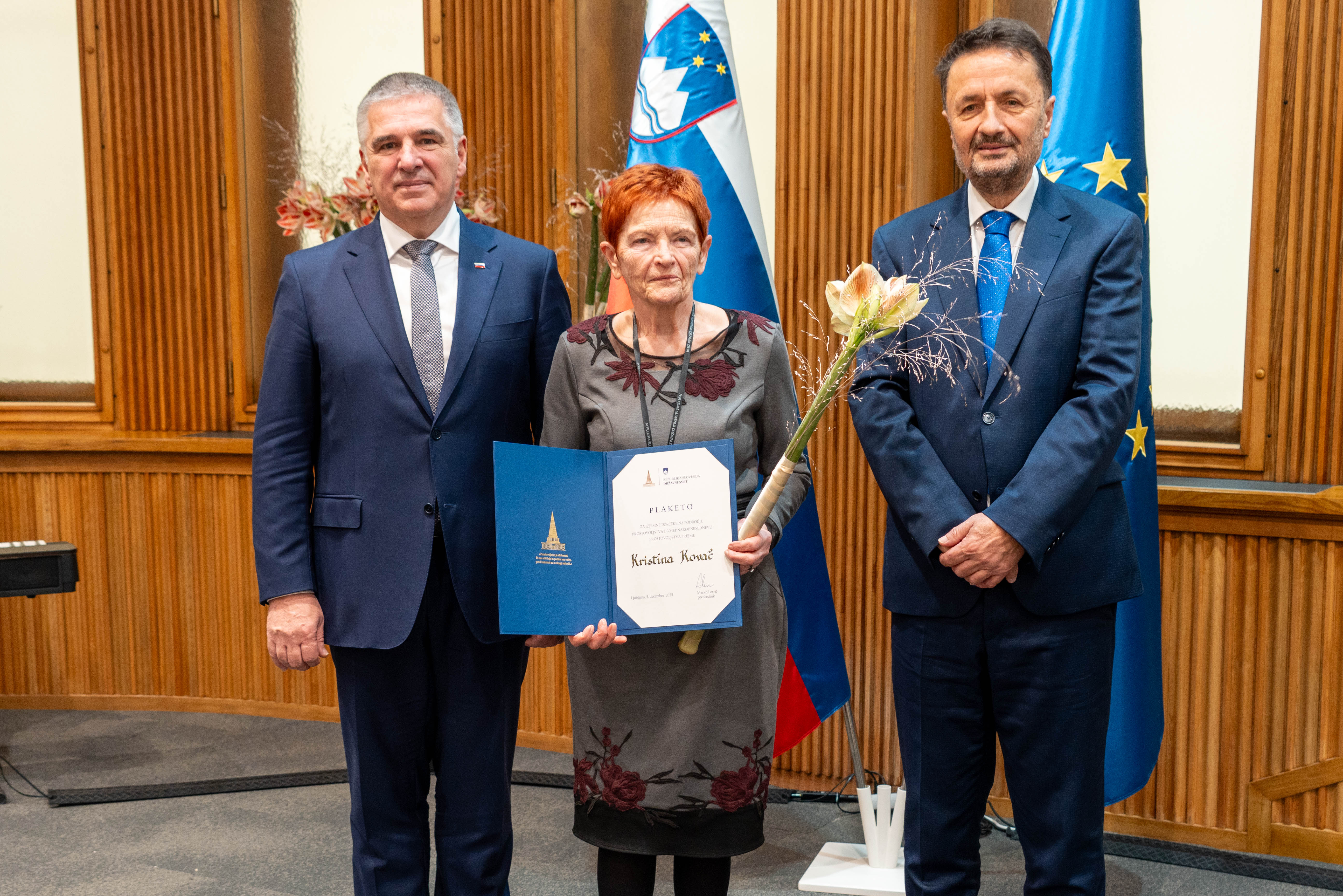 Velenjčanka Kristina Kovač med prejemniki plakete državnega sveta